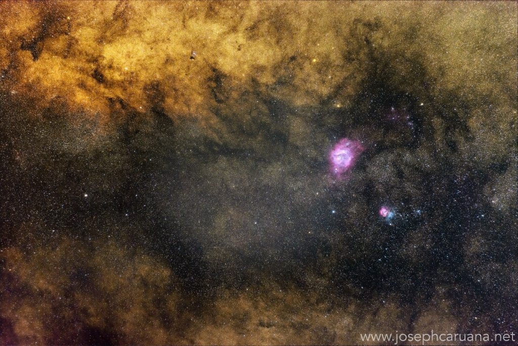 The Lagoon and Trifid Nebulae from Dwejra