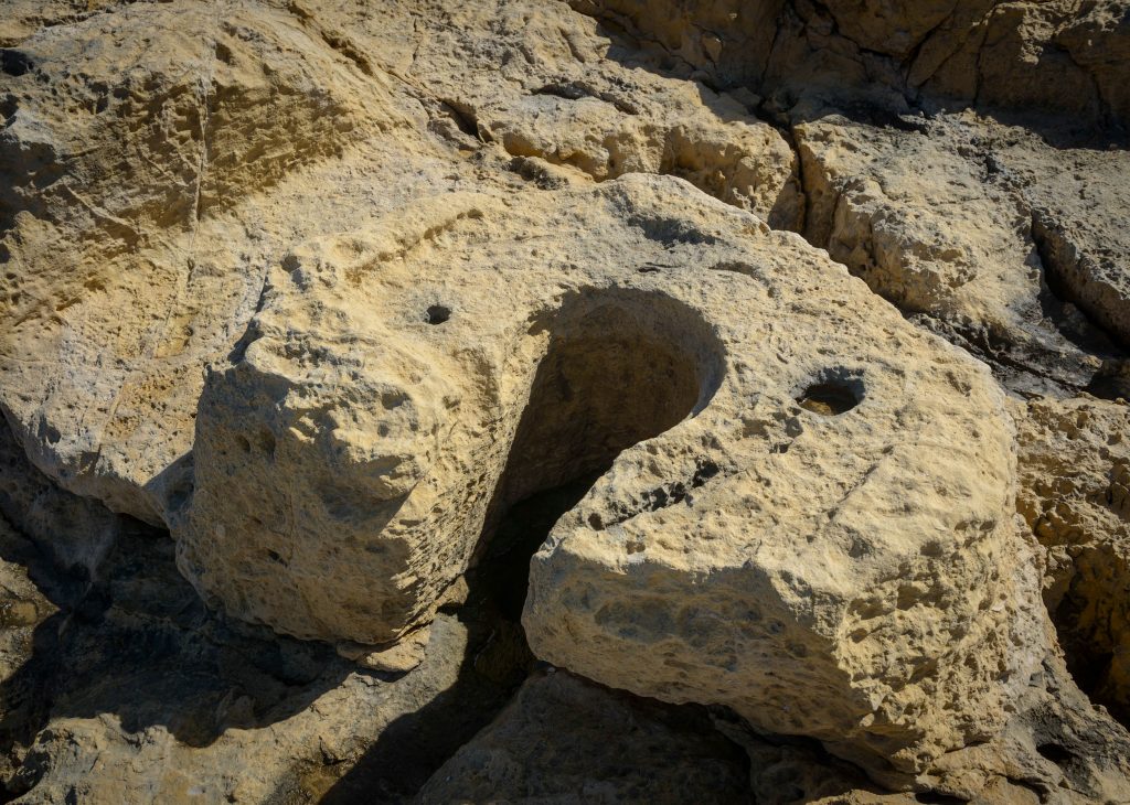 Holes for funicular at Dwejra